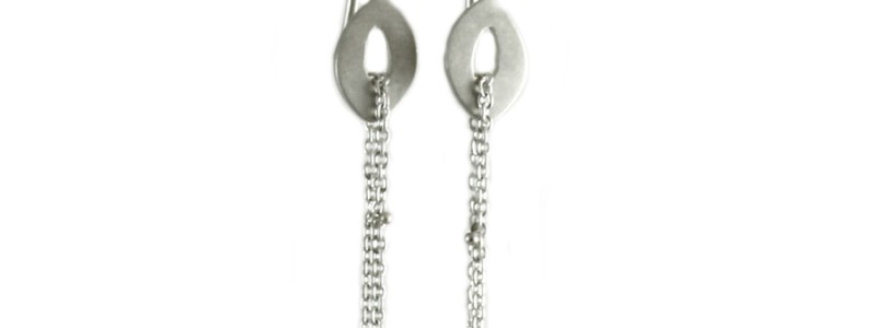 Marquise Design Chain Accent Earrings